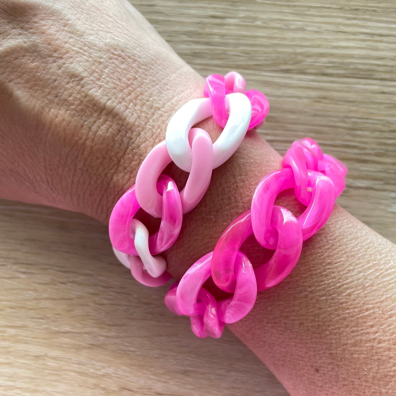 Bracelet tendance grosses mailles modèle Ohéa rose