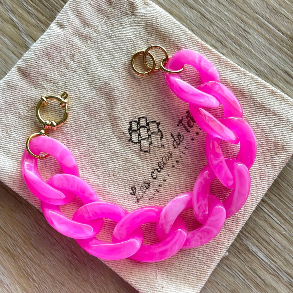 Bracelet tendance grosses mailles modèle Ohéa rose