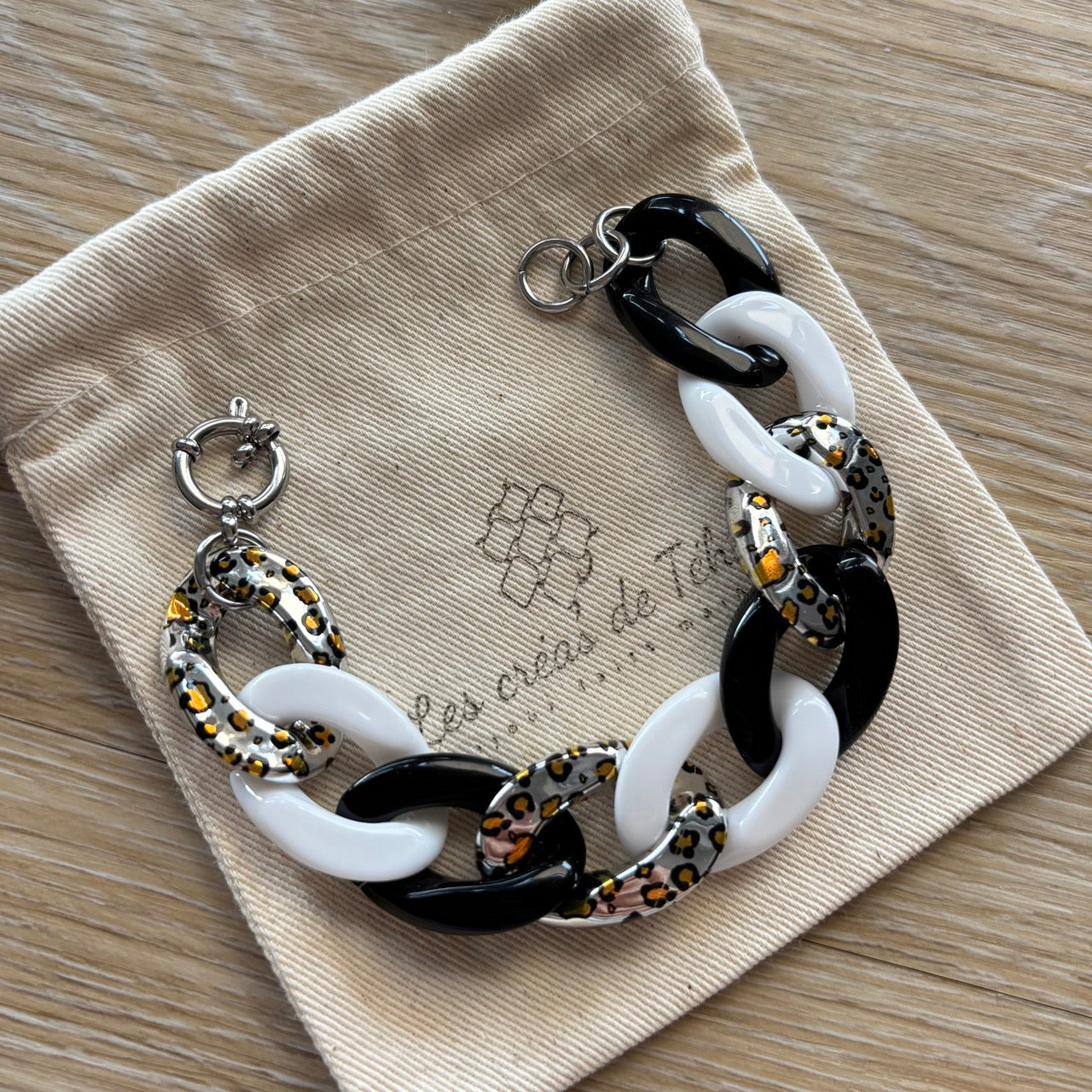 Bracelet tendance grosses mailles modèle Ohéa fauve argenté