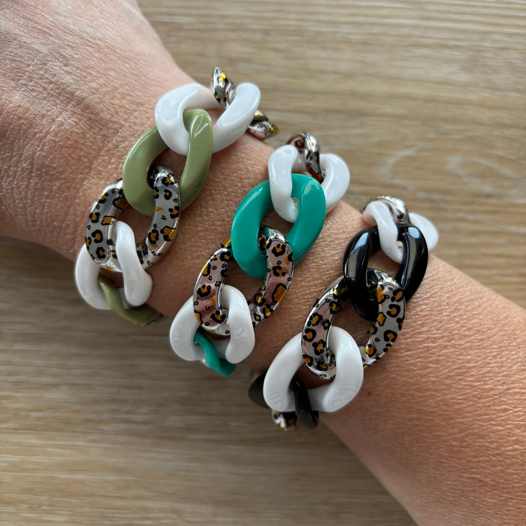 Bracelet tendance grosses mailles modèle Ohéa fauve argenté