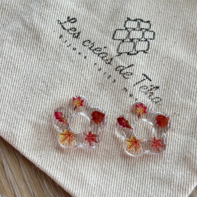 Pampilles fleurs avec ou sans créoles en acier inoxydable modèle Automne