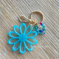 Porte-clés bijou de sac avec breloque fleur en résine modèle Flower