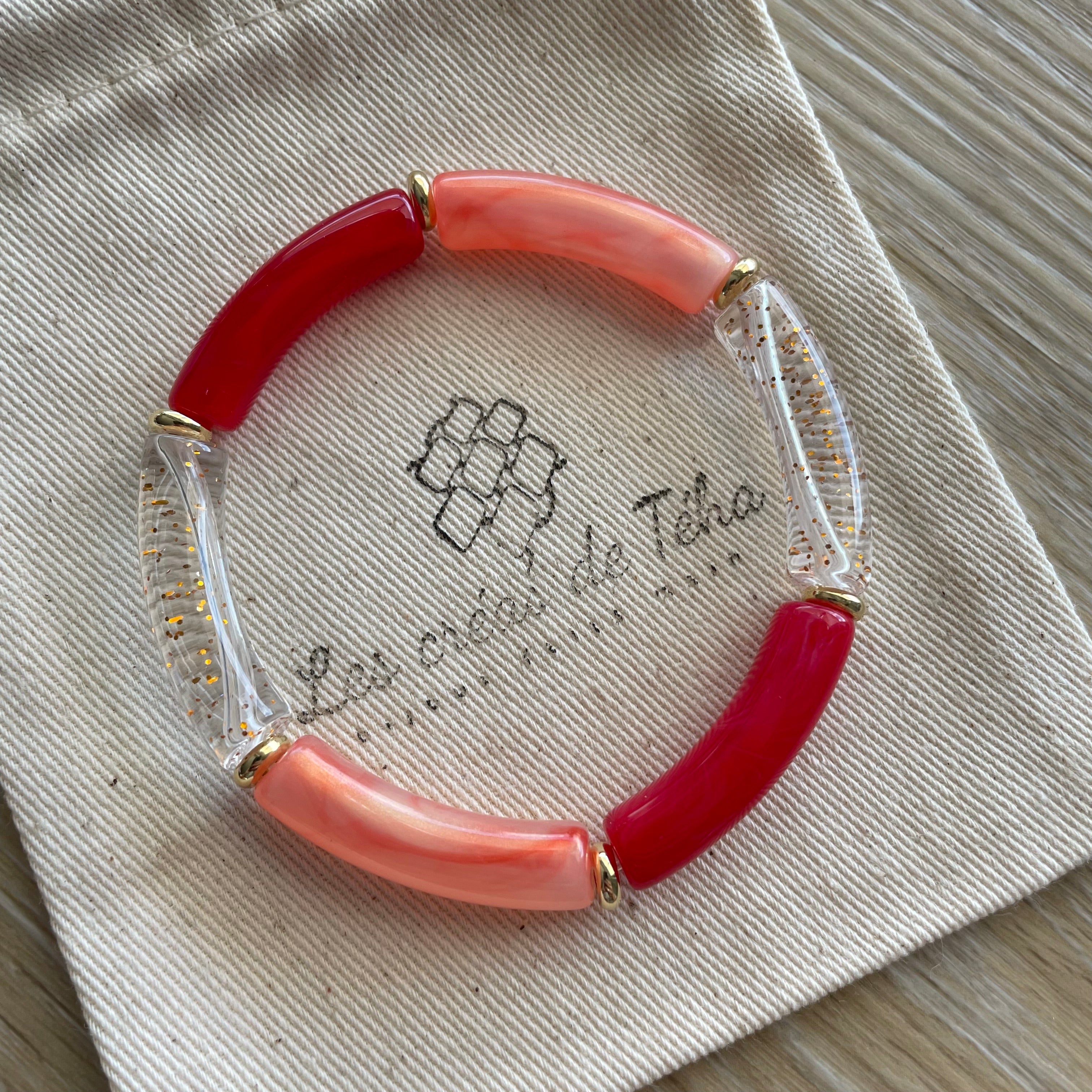 Bracelet élastique tendance perles incurvées modèle Ata