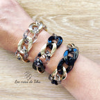 Bracelet tendance grosses mailles en acrylique et acier inoxydable modèle Ohea