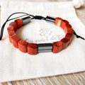 Bracelet homme modèle Mohina en perles en bois, hématite et cordon