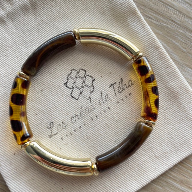 Bracelet élastique tendance perles incurvées modèle Ata