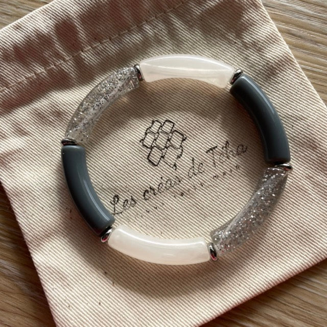 Bracelet élastique tendance perles incurvées modèle Ata