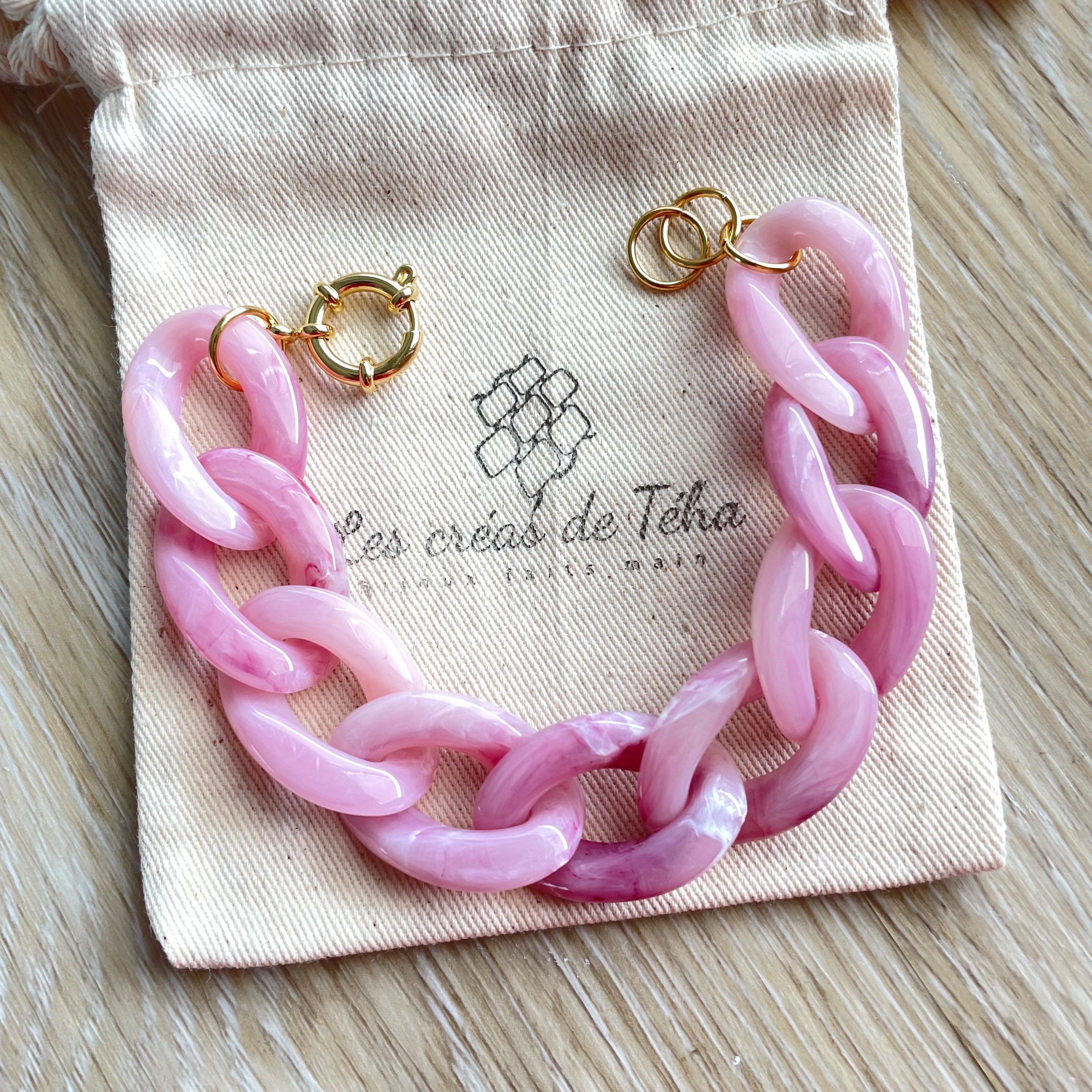 Bracelet tendance grosses mailles, fermoir en acier inoxydable modèle Ohea
