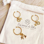 Bague réglable avec breloques en plaqué or modèle Mētāi