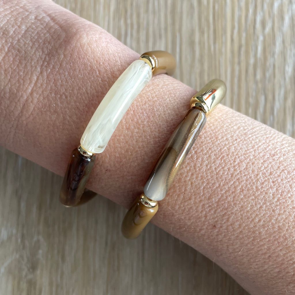 Bracelet élastique tendance perles incurvées modèle Ata