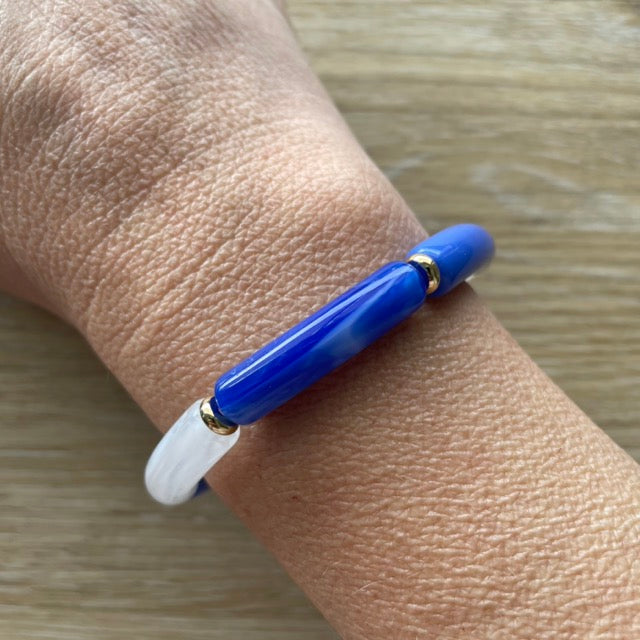 Bracelet élastique tendance perles incurvées modèle Ata