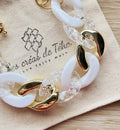 Collier en grosses mailles blanc et doré modèle Ohéa