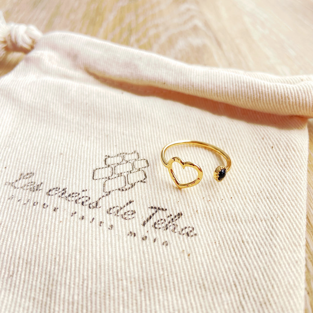 Bague réglable coeur en plaqué or modèle Heart