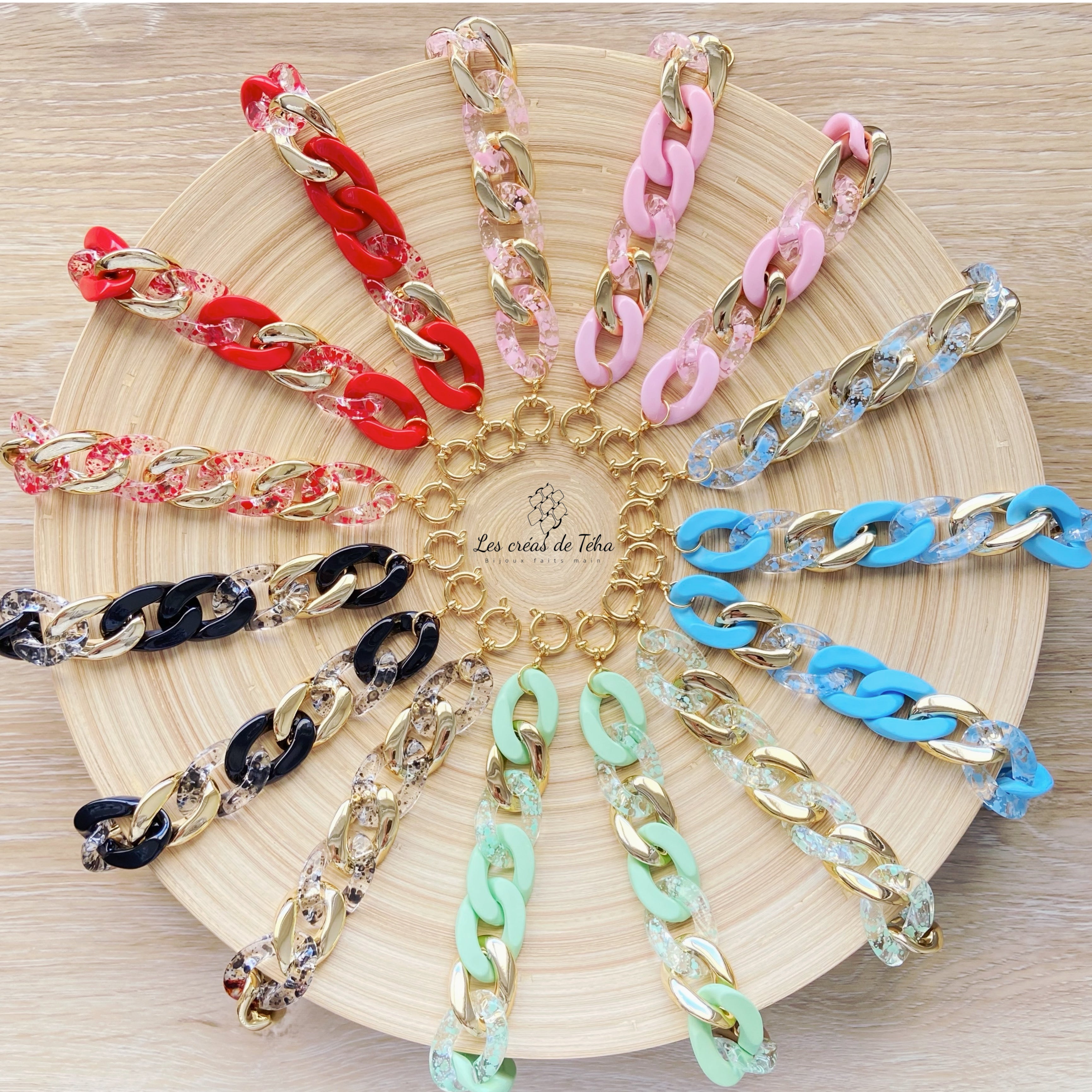 Bracelet tendance grosses mailles en acrylique et acier inoxydable modèle Ohea