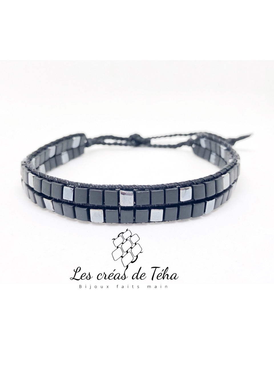 Bracelet homme modèle Ta'ata en perles de verre et cordon