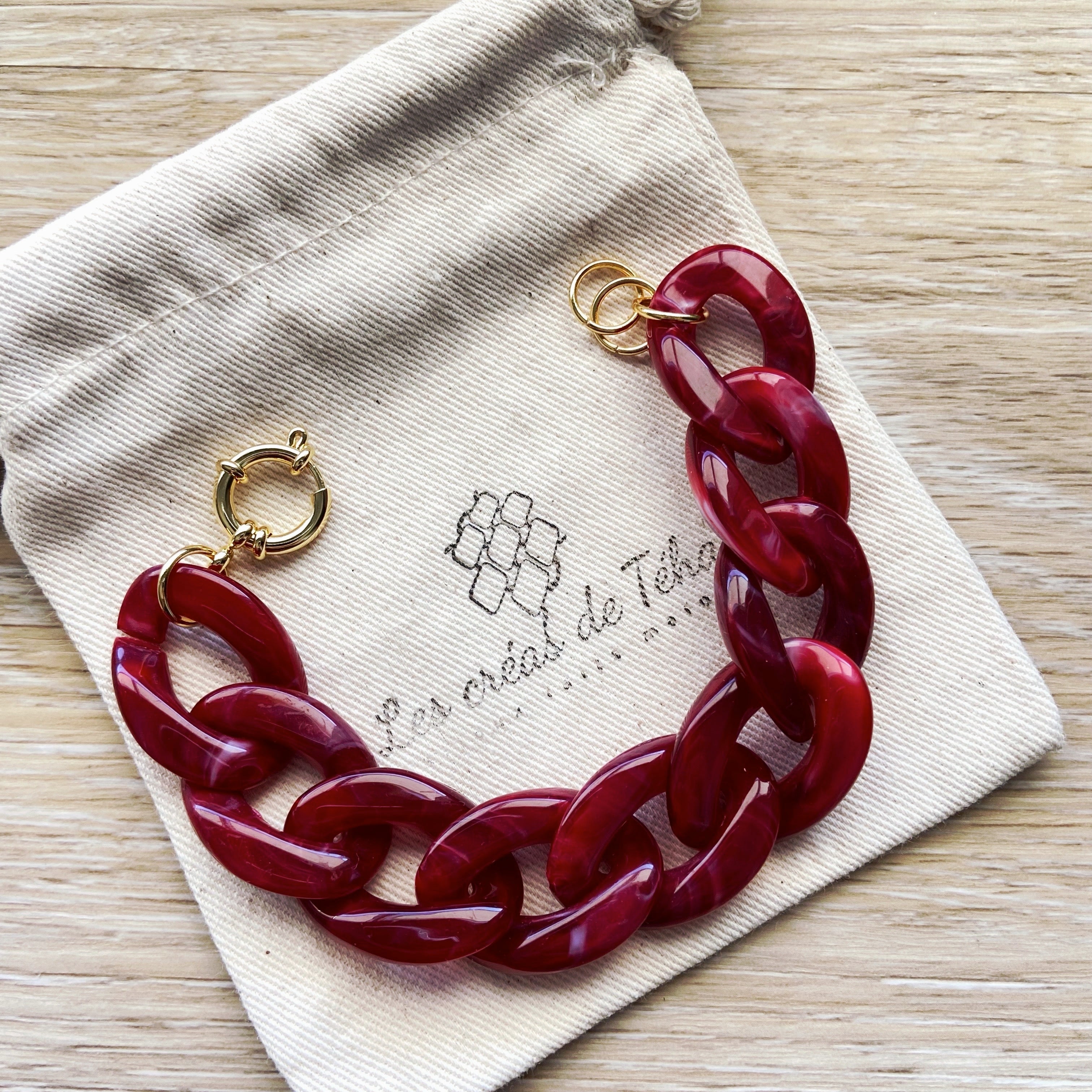 Bracelet tendance grosses mailles en acrylique et acier inoxydable modèle Ohea
