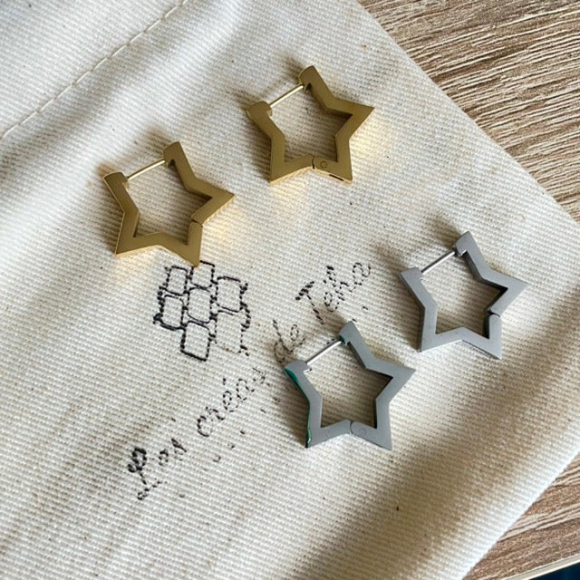 Créoles en acier inoxydable modèle Star