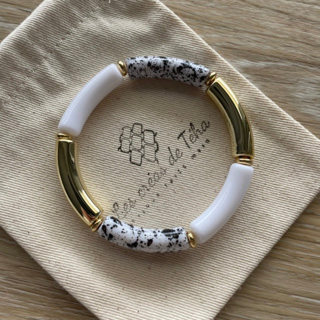 Bracelet élastique tendance perles incurvées modèle Ata