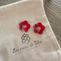 Créoles en acier inoxydable et pampilles fleurs modèle Flower