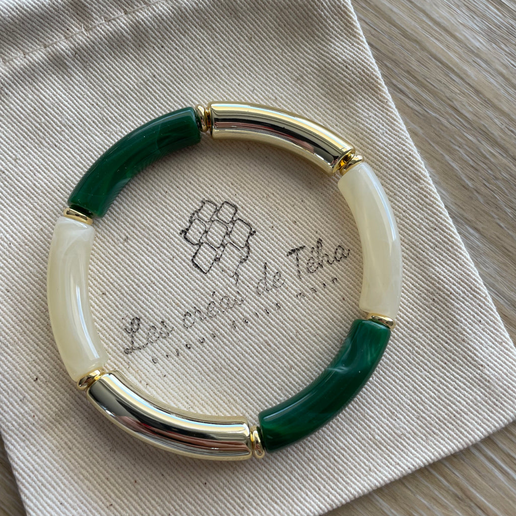 Bracelet élastique tendance perles incurvées modèle Ata