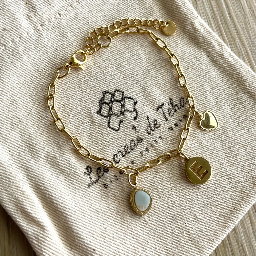 Bracelet personnalisable et réglable en acier inoxydable doré modèle Alma