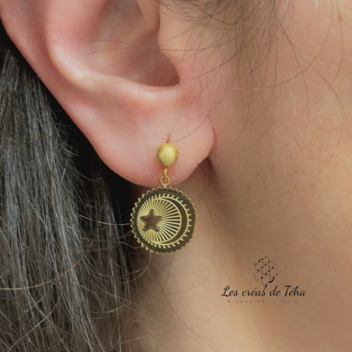 Boucles d'oreilles en acier inoxydable  modèle Estrella Luna