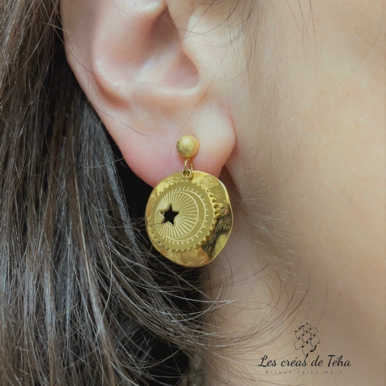 Boucles d'oreilles en acier inoxydable  modèle Estrella Luna
