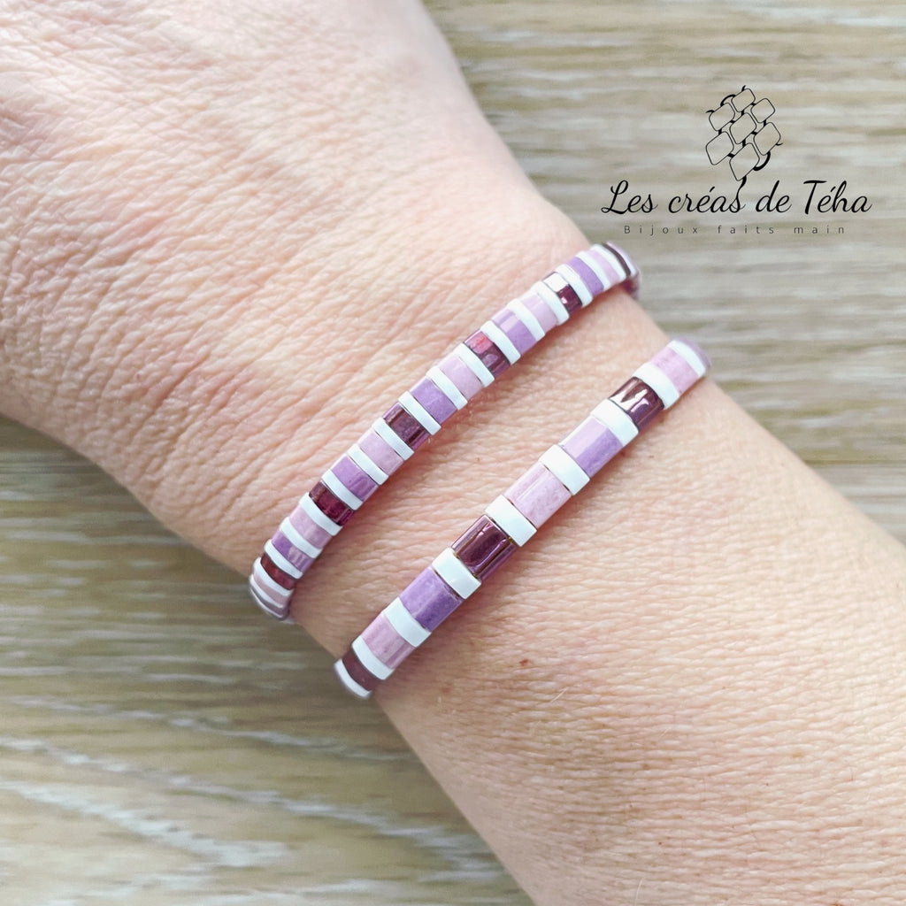 Bracelet en perles de verre et cordon modèle Huira