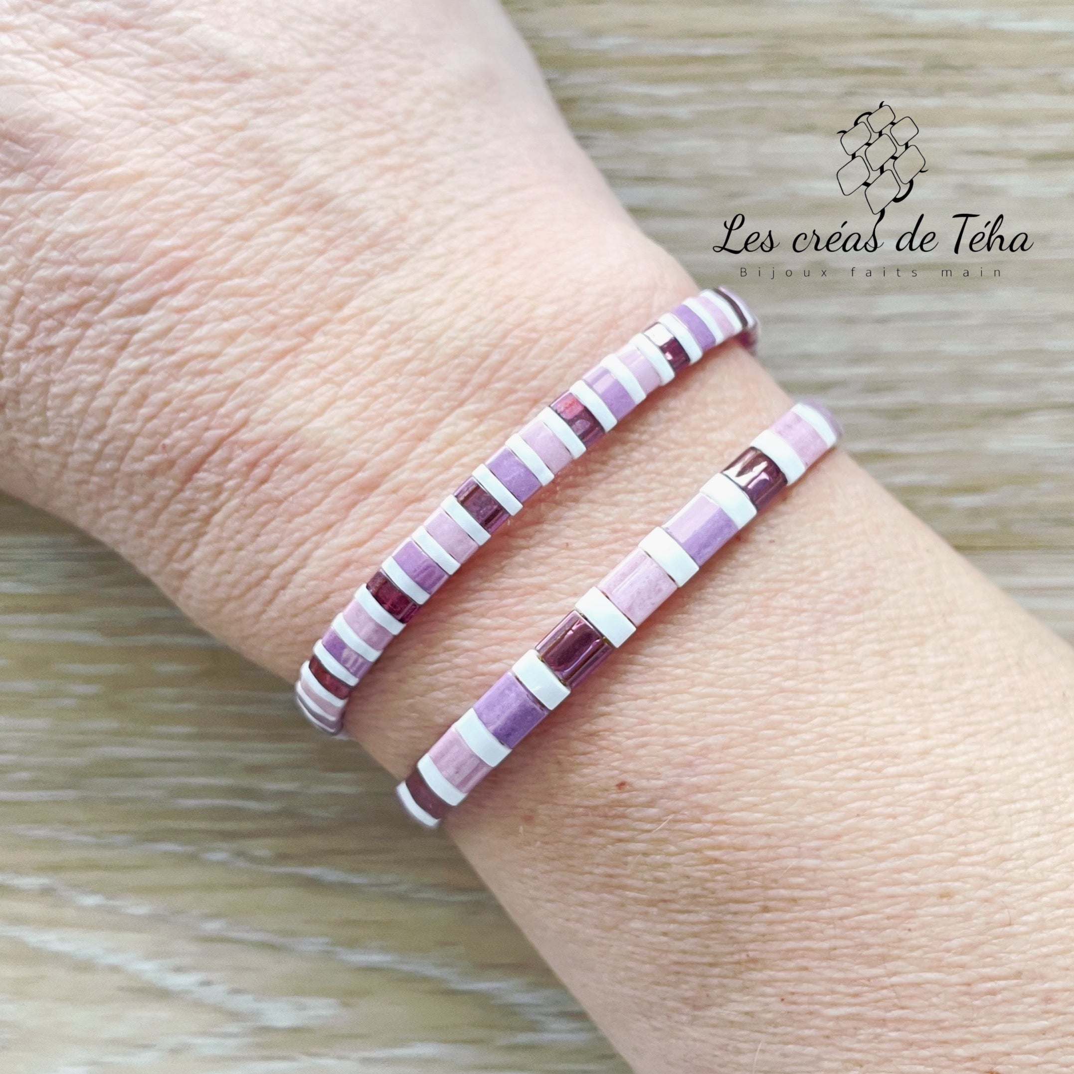 Bracelet en perles de verre et cordon modèle Huira