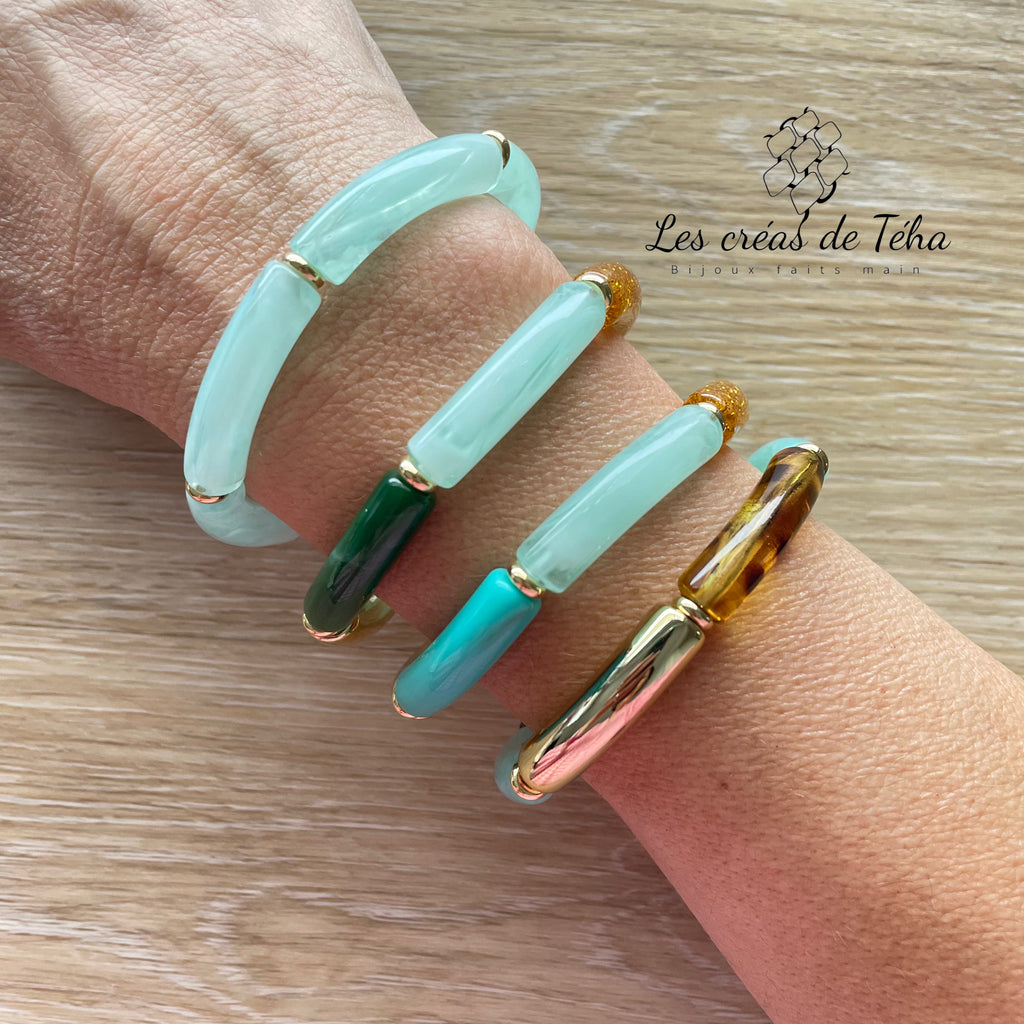 Bracelet élastique tendance perles incurvées modèle Ata