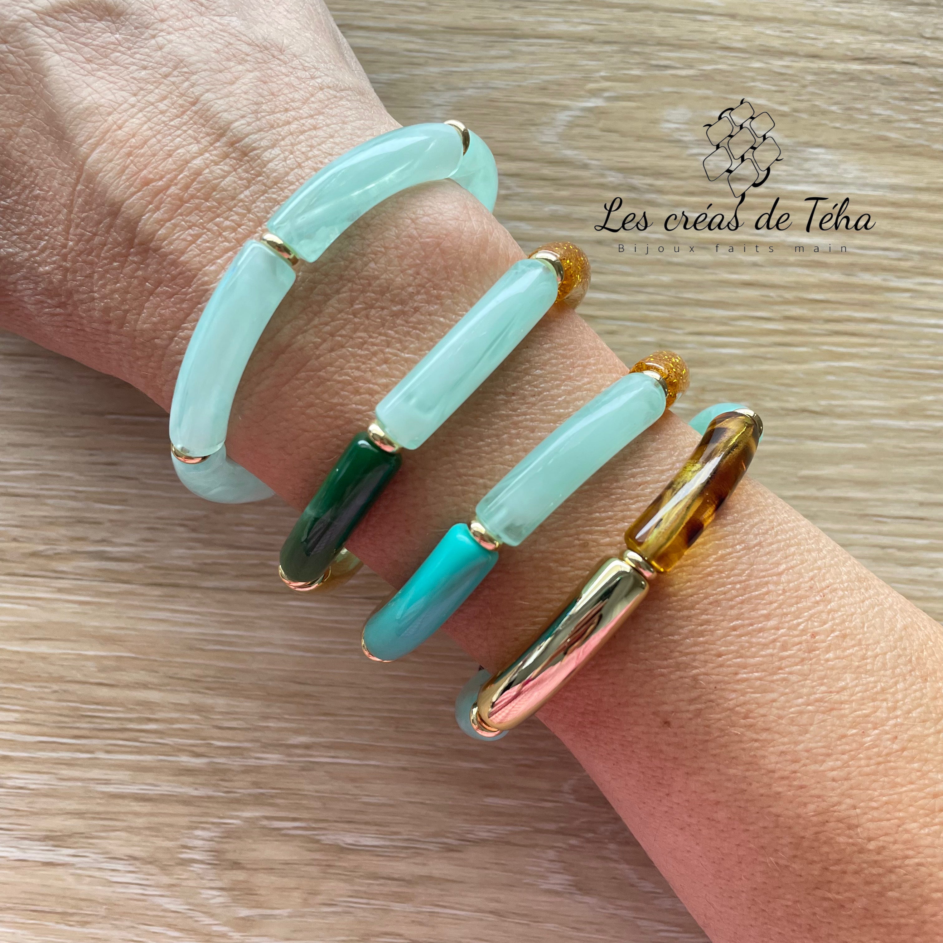 Bracelet élastique tendance perles incurvées modèle Ata