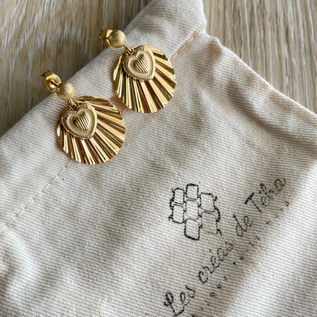 Boucles d'oreilles en acier inoxydable  modèle Coeur solaire