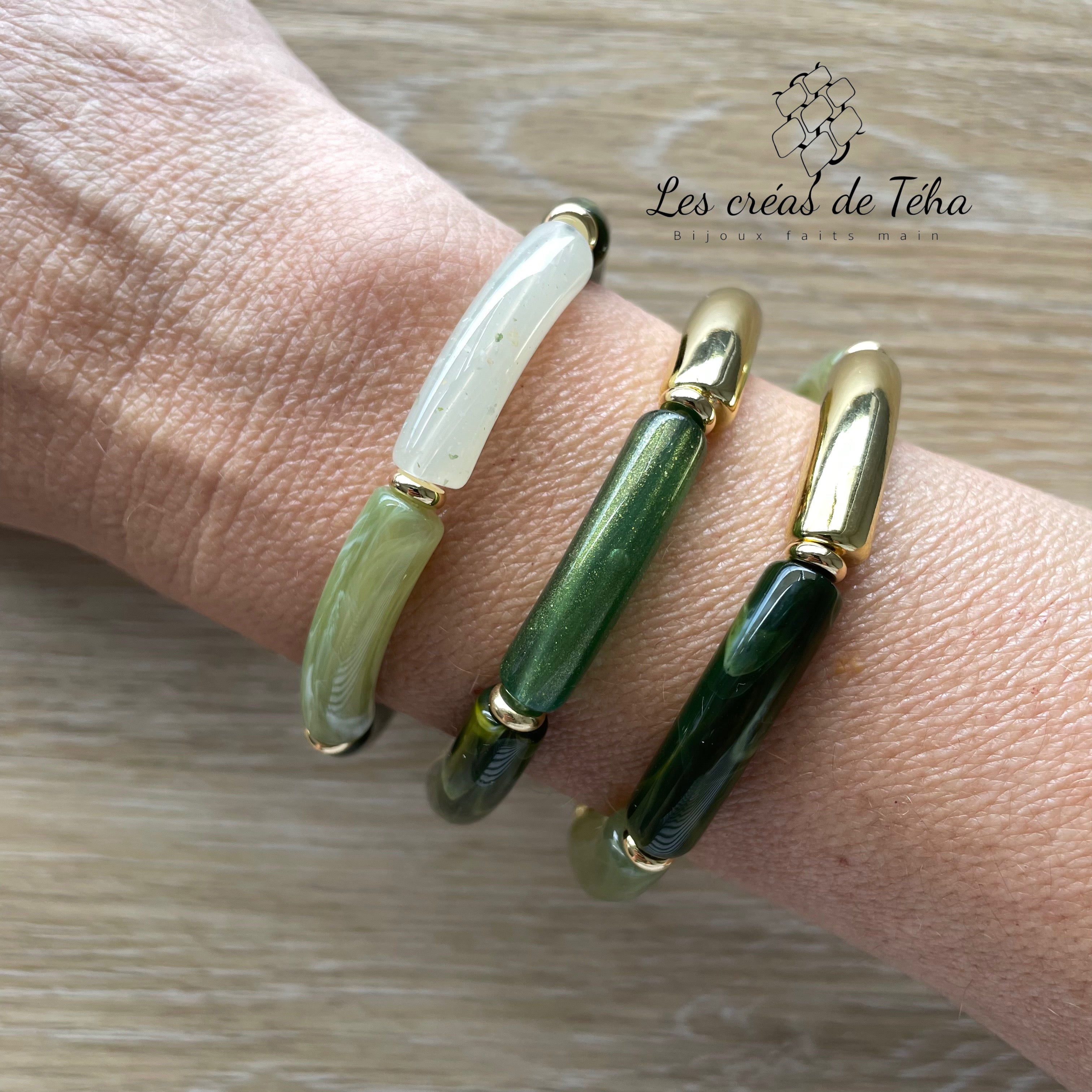 Bracelet élastique tendance perles incurvées modèle Ata