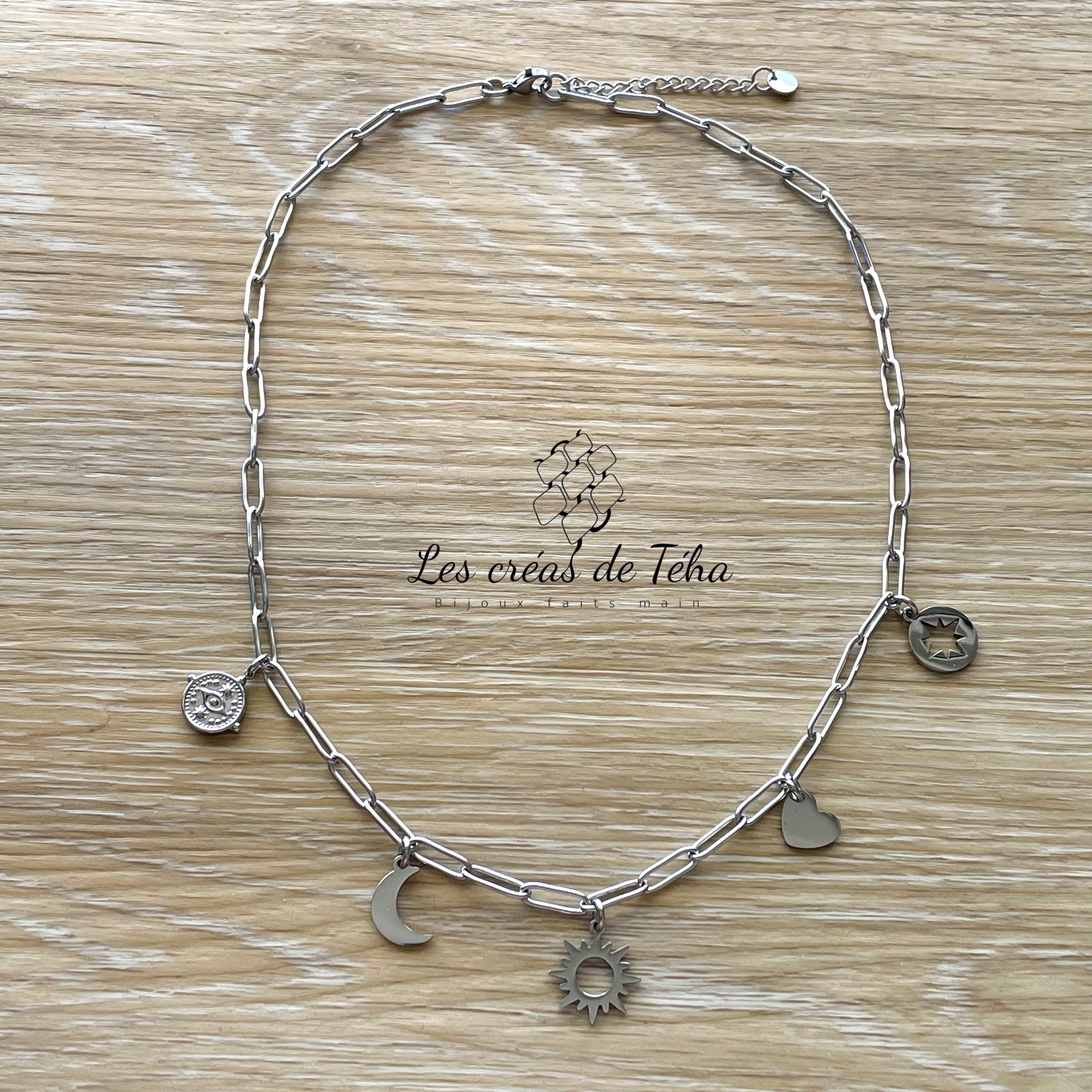 Collier en acier inoxydable argenté  modèle Céleste