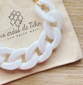 Collier en grosses mailles blanc et doré modèle Ohéa