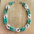 Collier en grosses mailles blanc modèle Ohéa