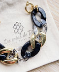 Collier en grosses mailles noir et doré modèle Ohéa