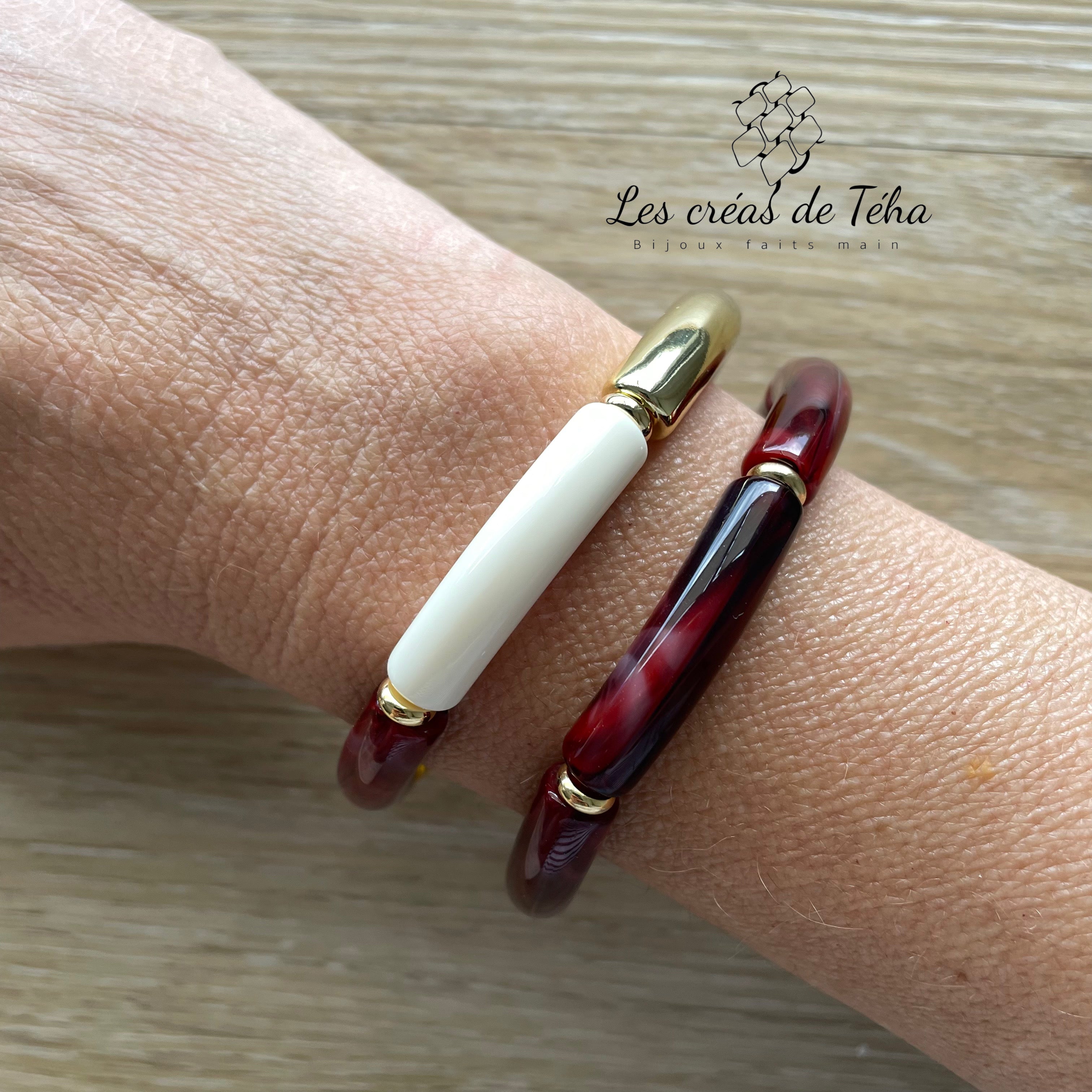 Bracelet élastique tendance perles incurvées modèle Ata