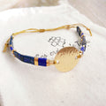 Bracelet Summer bleu et doré en perles de verre