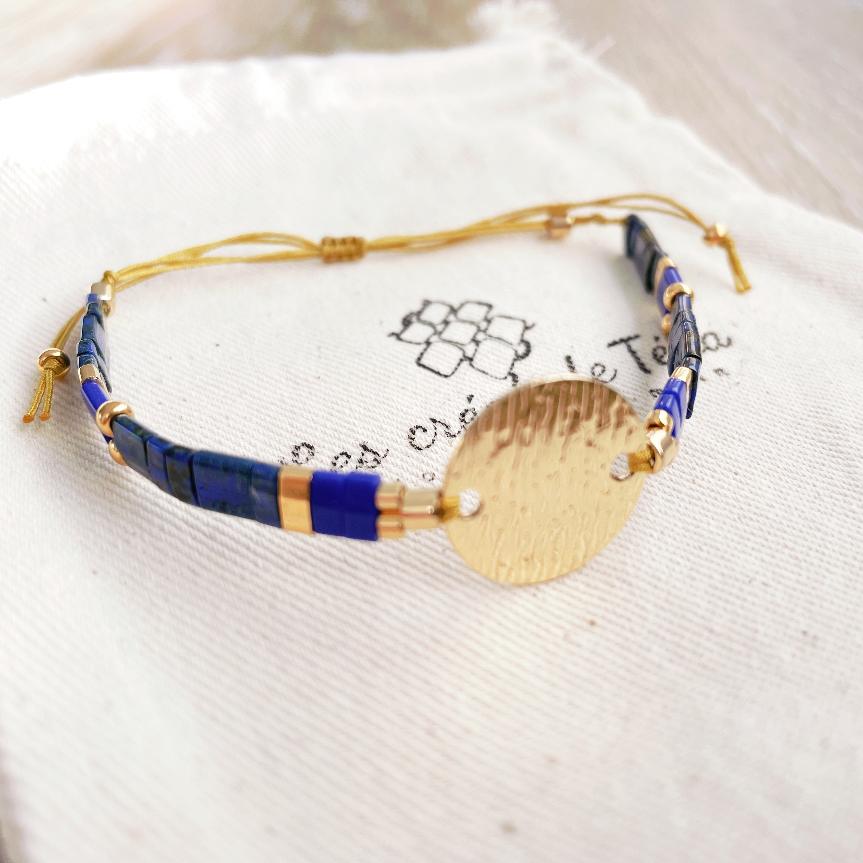 Bracelet Summer bleu et doré en perles de verre