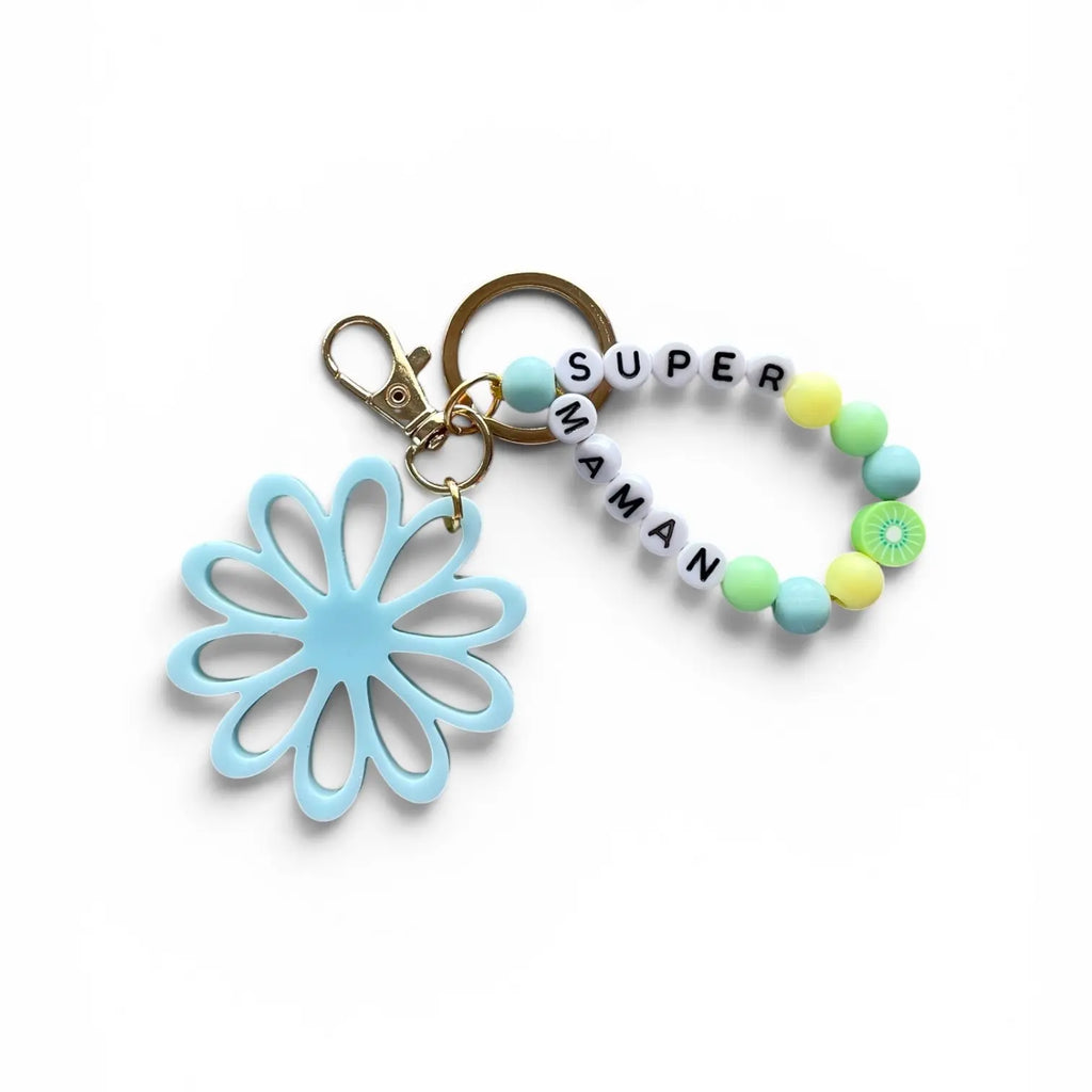 Porte-clés bijou de sac avec breloque fleur en résine modèle Flower