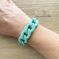 Bracelet tendance en grosses mailles turquoise modèle Ohea
