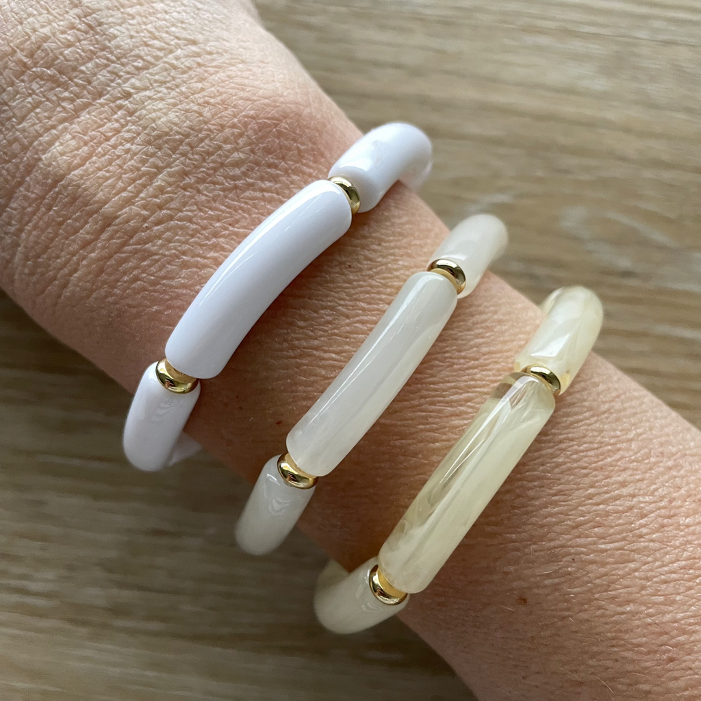 Bracelet élastique tendance perles incurvées modèle Ata