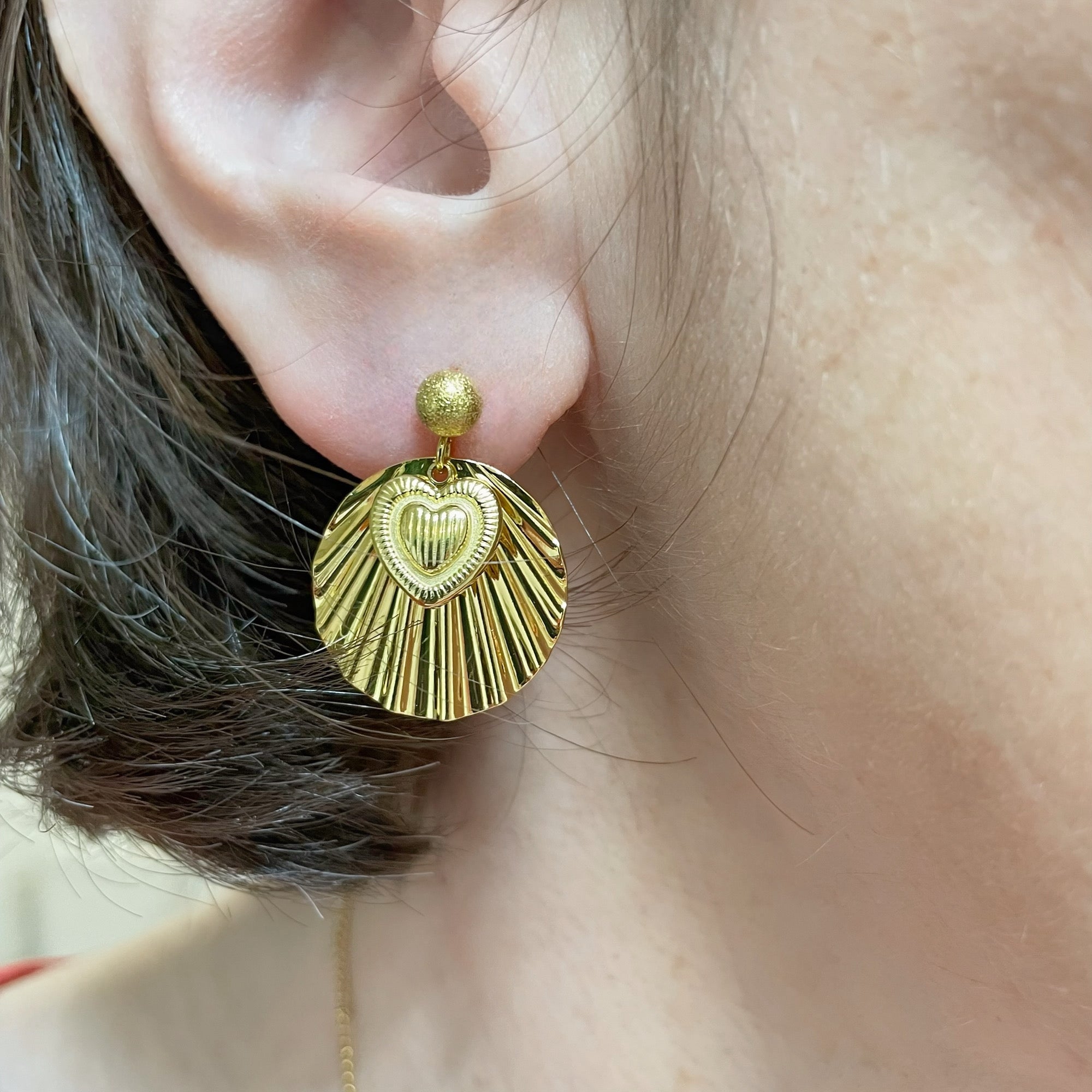 Boucles d'oreilles en acier inoxydable  modèle Coeur solaire