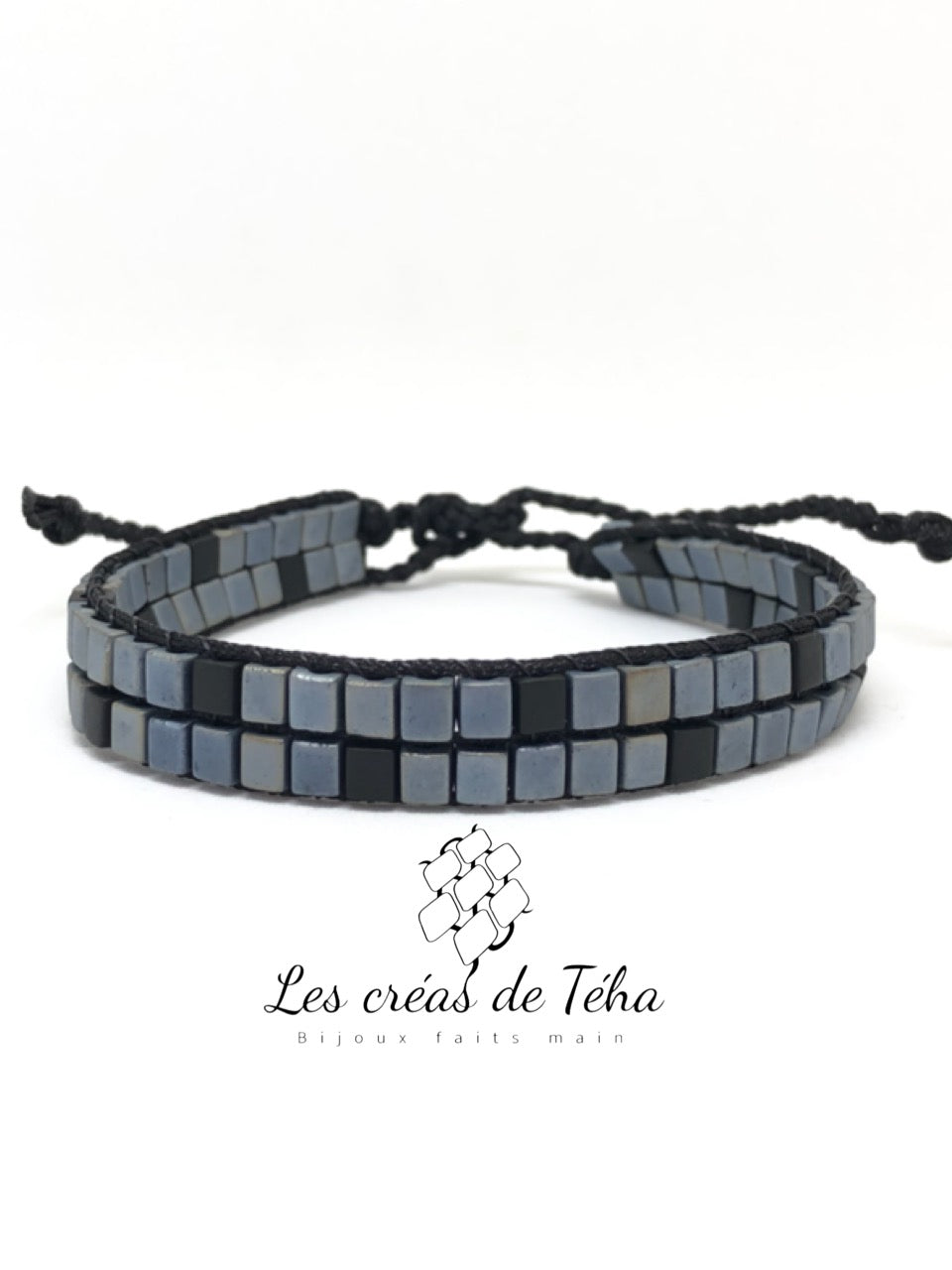 Bracelet homme modèle Ta'ata en perles de verre et cordon