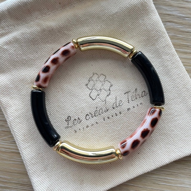 Bracelet élastique tendance perles incurvées modèle Ata