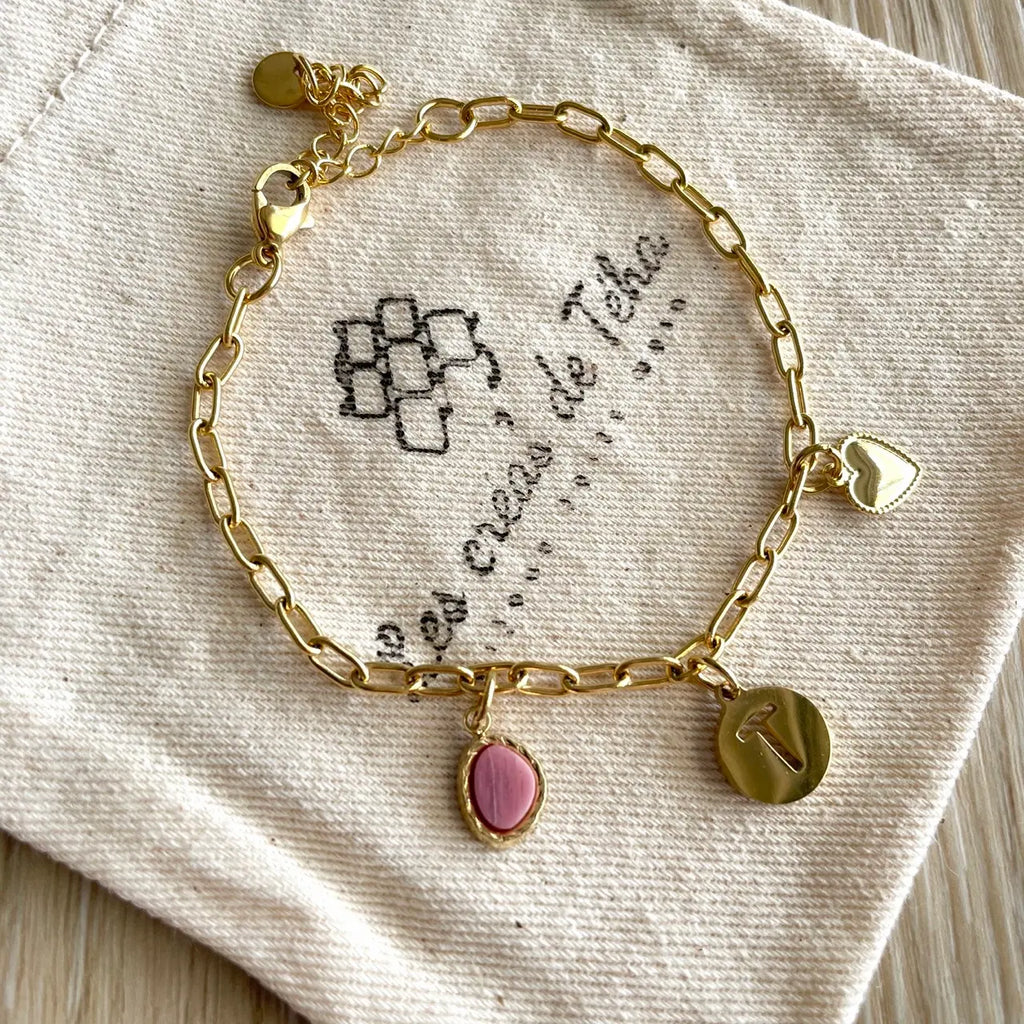 Bracelet personnalisable et réglable en acier inoxydable doré modèle Alma