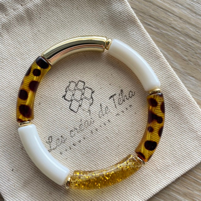 Bracelet élastique tendance perles incurvées modèle Ata