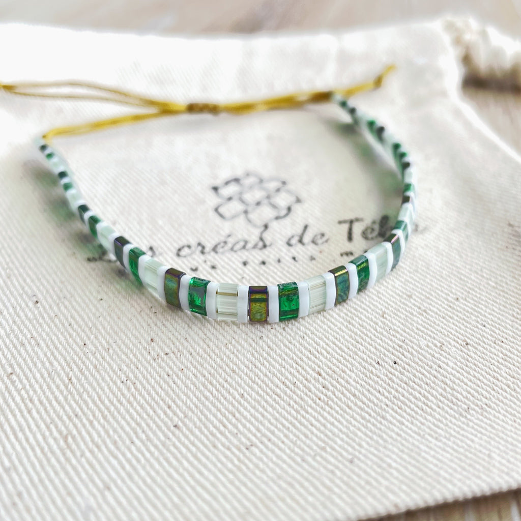 Bracelet en perles de verre et cordon modèle Huira