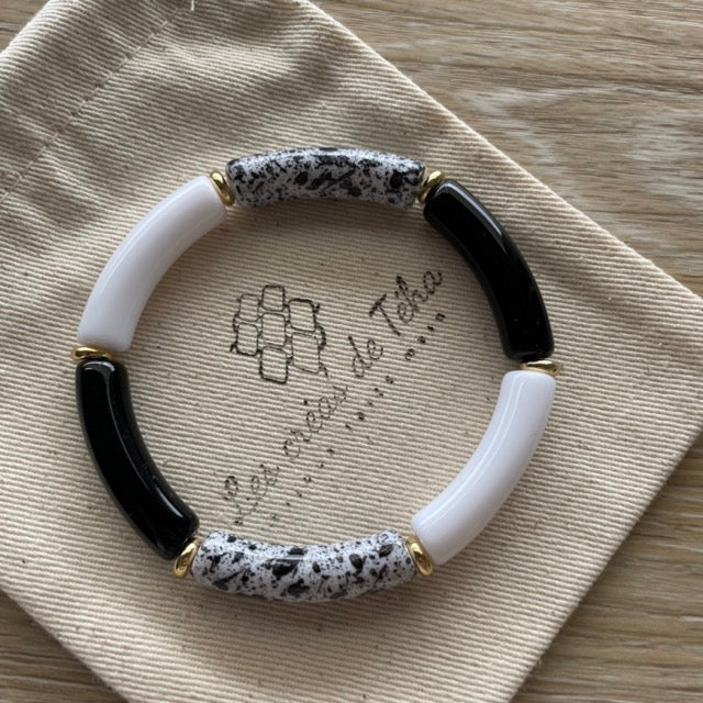 Bracelet élastique tendance perles incurvées modèle Ata